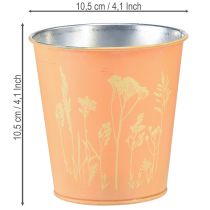 Article Cache-pot en métal pêche motif floral Ø10,5cm H10,5cm