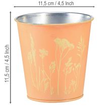 Article Cache-pot en métal motif fleurs sauvages jaune pêche Ø11,5cm H11,5cm