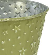 Article Pot de fleur jardinière métal étoiles vert argent Ø16cm