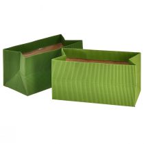 Article Jardinière Longue Nervurée Vert Olive Vert 24x12cm 6 pcs