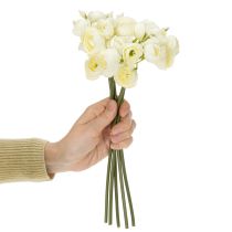 Article Bouquet de renoncules artificielles, décoration florale printanière longue durée, 32 cm, 5 pièces