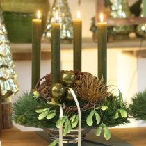 Article Boules de Noël en verre brillant olive et gris argenté 5 cm 24 pièces