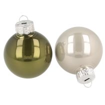 Article Boules de sapin mini boules de Noël verre vert argent 4 cm 24 pcs