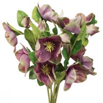 Article Roses de Noël Rose des Neiges Artificielle Fleur Violette L35cm 6 pcs