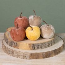 Article Pommes décoratives en tissu velours pomme marron jaune Ø5cm H6cm 12 pcs