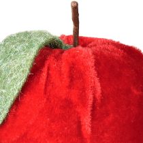 Article Tissu décoratif pomme avec feuille velours et feutre rouge Ø7,5cm H9cm 9 pcs