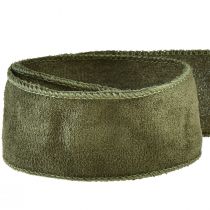 Article Ruban en tissu ruban décoratif en velours ruban de bijoux vert W50mm L8m