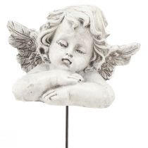Article Ange décoratif sur bâton décoration funéraire décorative gris blanc H6,5cm 3 pièces