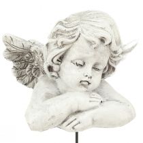 Article Ange décoratif sur bâton décoration funéraire décorative gris blanc H6,5cm 3 pièces
