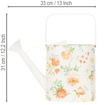 Article Arrosoir décoratif vintage en métal à motif de rose, décoration de jardin estivale, pot de fleurs nostalgique, H31,5 cm