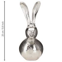 Article Lapin Décoratif en Métal Pâques en Argent Rond Ø12cm H25cm