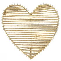Article Coeur décoratif jute naturel pour décoration de Noël à suspendre 20cm 4 pcs