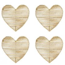 Article Coeur décoratif jute naturel pour décoration de Noël à suspendre 20cm 4 pcs