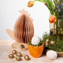 Article Décoration Poulet Blanc Orange Figurines en nid d&#39;abeille Pâques 19×12×20cm 2 pcs