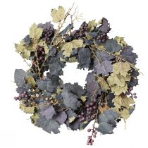 Article Couronne décorative feuilles de vigne et raisins couronne d&#39;automne vignes Ø60cm