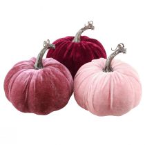 Article Citrouilles décoratives floquées rose bordeaux Ø13cm H11,5cm 3 pcs