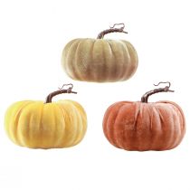 Article Citrouilles déco jaune beige rouge marron floquées Ø18cm 3 pcs