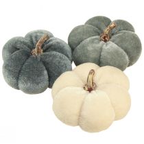 Article Tissu Décoratif Citrouilles Velouté Crème Gris Automne Ø7cm 9 pcs