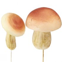 Article Champignons décoratifs sur bâtons petits et grands marron H10/11,5cm 8 pièces