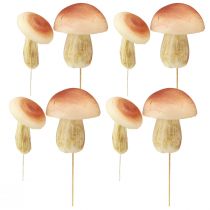 Article Champignons décoratifs sur bâtons petits et grands marron H10/11,5cm 8 pièces