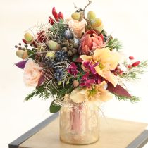 Article Protea décorative fleurs artificielles rouge-orange 34cm 3pcs