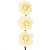 Article Roses décoratives Crème Roses artificielles Roses en bois Ø7,5 cm 12 pcs