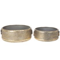 Article Bol décoratif, aspect antique, pot de fleurs en métal doré, Ø 37/31 cm, lot de 2