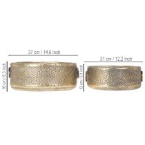 Article Bol décoratif, aspect antique, pot de fleurs en métal doré, Ø 37/31 cm, lot de 2