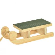 Article Décoration 6 petits traîneaux en bois à suspendre, menthe et blanc, 9,5 cm
