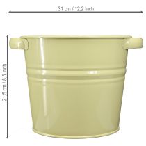 Article Pot décoratif en métal, vert/jaune, pot de fleurs, 31 x 26 x 21,5 cm