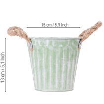 Article Pots décoratifs en métal avec poignées en corde, 15 cm, 3 couleurs pastel, set de 3