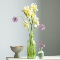Article Vase décoratif en verre motif jaune vert Ø10cm H25cm