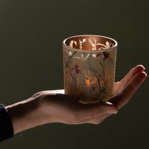 Article Lanterne décorative en verre à motif floral pour une ambiance chaleureuse à la maison, 8 cm, lot de 4.