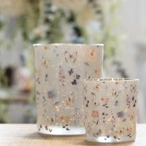 Article Lanterne décorative en verre avec motif papillon, 8 cm, lot de 4, pour une touche d'élégance dans votre intérieur.