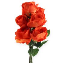 Roses décoratives oranges 32 cm 6 p.