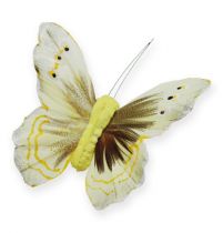 Article Papillon décoratif sur fil jaune 8cm 12pcs