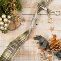 Article Ruban décoratif en tissu motif cerf à carreaux 40 mm x 15 m