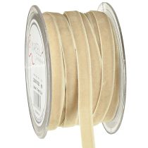 Article Ruban décoratif en velours, ruban cadeau, velours beige, 10 mm, 20 m