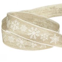 Article Ruban décoratif Noël flocon de neige gris blanc L25mm L20m