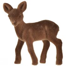 Article Figurine décorative cerf fauve floqué marron figurines de Noël 10,5cm 6 pcs