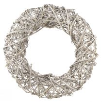 Article Couronne décorative bois décoration rotin blanc naturel Ø40cm H9,5cm