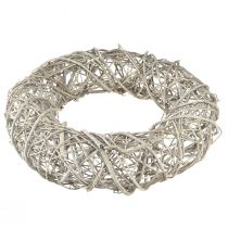Article Couronne décorative bois décoration rotin blanc naturel Ø40cm H9,5cm