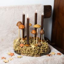Article Champignons décoratifs sur bâton, marron 5,5 cm - décoration automnale de jardin et de salon - 6 pcs