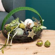 Article Châtaignes décoratives en vert-jaune – 6 cm – décoration idéale pour l&#39;automne et les vacances – 6 pièces
