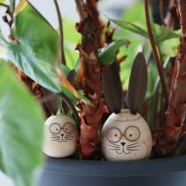 Article Lapin décoratif en bois et métal au design humoristique, un objet sympathique qui attire le regard, 19 cm, 2 pièces