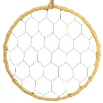 Article Anneau décoratif en métal Raphia à suspendre Ø20cm 4pcs