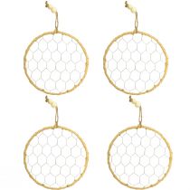 Article Anneaux décoratifs en métal et raphia, Ø 20 cm, lot de 4, décoration murale bohème, décoration de fenêtre