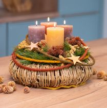 Article Anneau décoratif anneau coloré avec jute jaune ocre marron Ø30cm 3pcs
