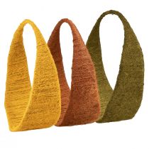 Article Anneau décoratif en jute boucle large jaune ocre marron Ø30cm 3pcs