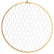 Article Anneau décoratif métal décoration suspendue Raphia argent naturel Ø38cm 4 pcs